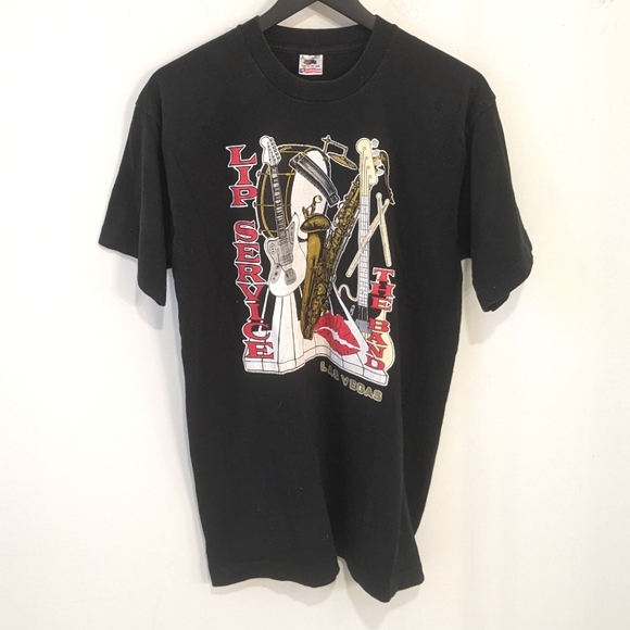 Vintage Fruit of the Loom Made in USA Single Stitch Lip Service Band T Shirt - Picture 1 of 6